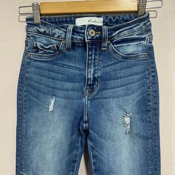 Kancan Jeans Blue denim Distressed Skinny Moto Stretch 1/24 - Picture 3 of 6